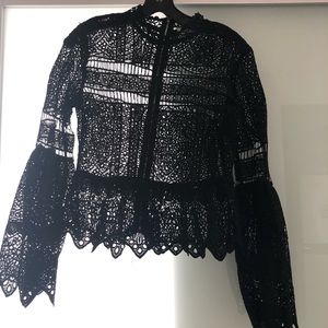 Black lace top with bell sleeves Sz 6
